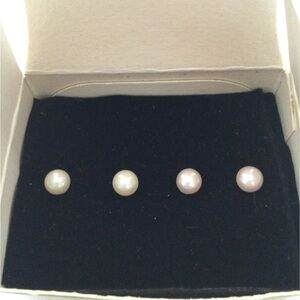 Elegant Pearl Stud Earrings Set